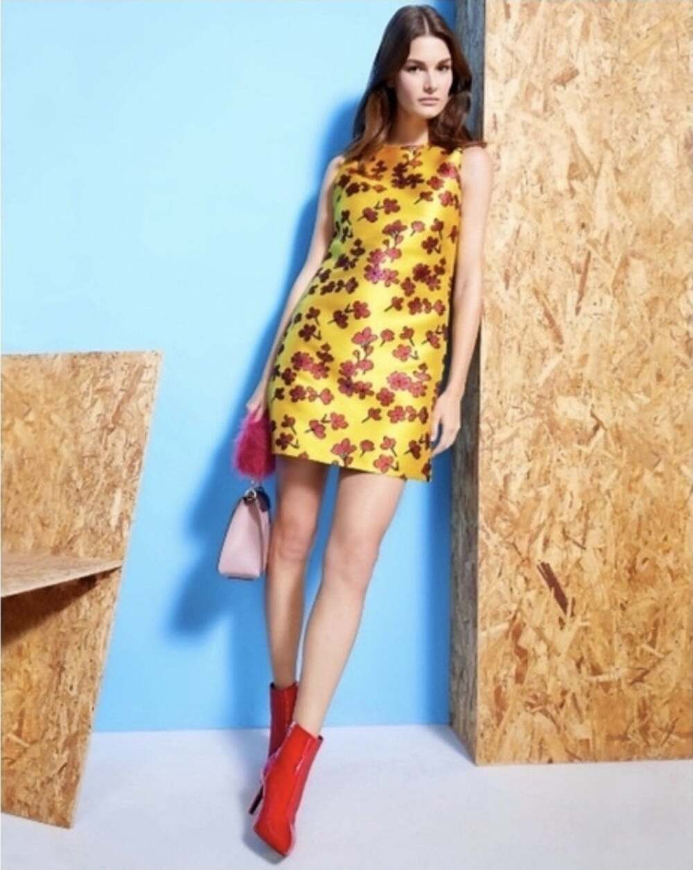Alice + Olivia Yellow Floral Sleeveless Coley A-Line Mini Dress Size 2 Party